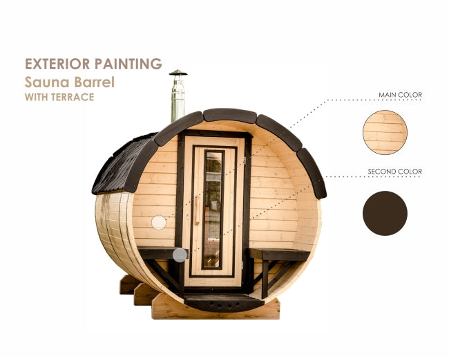 1.9 X 3 M SAUNA BARREL WITH ECO FRIENDLY ROOF